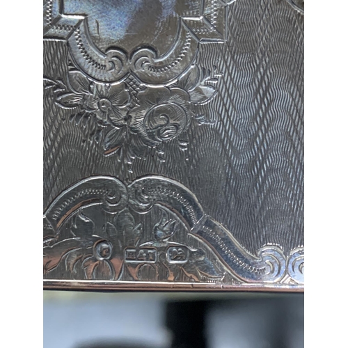 14 - British hallmarked  Edwardian silver card holder, extensively engraved and monogrammed in a blue car... 
