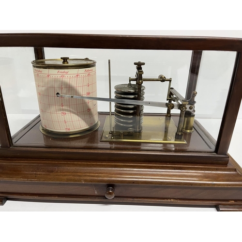 63 - 20thC barograph in glazed hardwood case