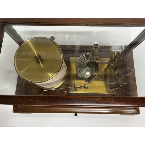 63 - 20thC barograph in glazed hardwood case