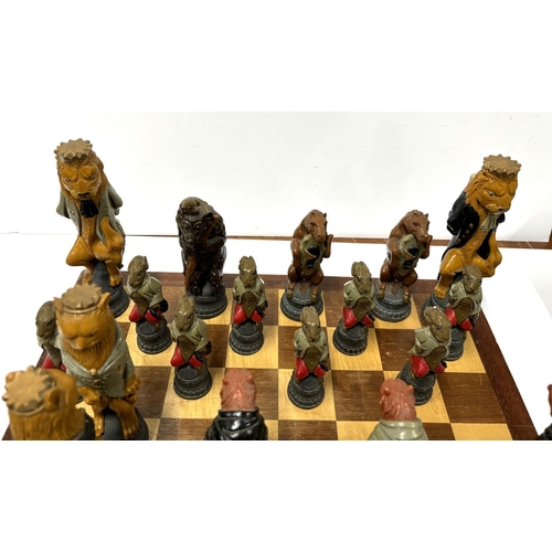 65 - Animal Chess Board, Reynard the Fox Chess Pieces