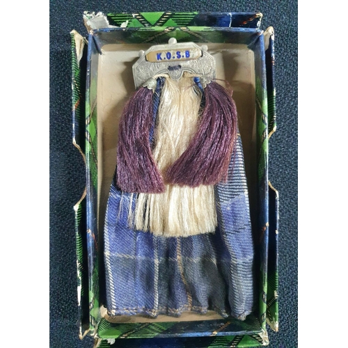 14 - Extremely rare - King's Own Scottish Borderers regiment WW1 kilt sweetheart brooch in original box.