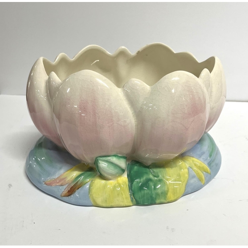 46 - Clarice Cliff Newport Pottery 1930s Pink Water-lilly Lotus bowl