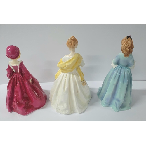 49 - Three Royal Worcester ladies by F G Doughty, Sweet Anne (no 3630), First Dance (no 3629) and Grandmo... 