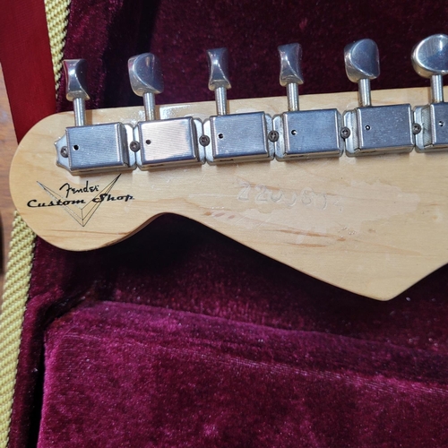 91 - Fender Stratocaster-style in Olympic white bearing serial No. Z200804 with hard case and accessories