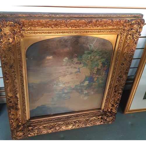 100A - Large, mid 19thC still-life watercolour, signed and dated Hunt 1845 in stunning heavy gesso frame,

... 