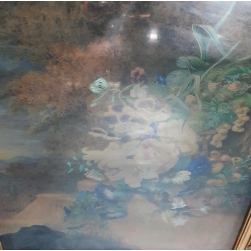 100A - Large, mid 19thC still-life watercolour, signed and dated Hunt 1845 in stunning heavy gesso frame,

... 