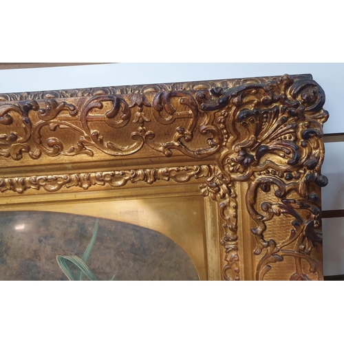 100A - Large, mid 19thC still-life watercolour, signed and dated Hunt 1845 in stunning heavy gesso frame,

... 