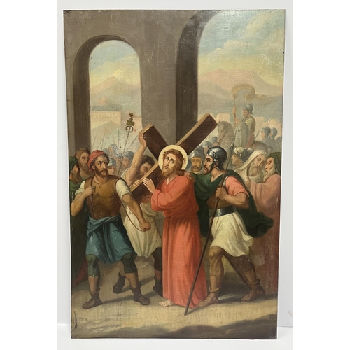 108 - Pair of large, unsigned oil on metal panels from 