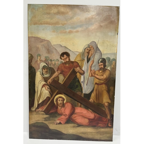 108 - Pair of large, unsigned oil on metal panels from 