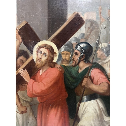 108 - Pair of large, unsigned oil on metal panels from 