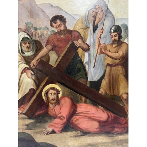 108 - Pair of large, unsigned oil on metal panels from 