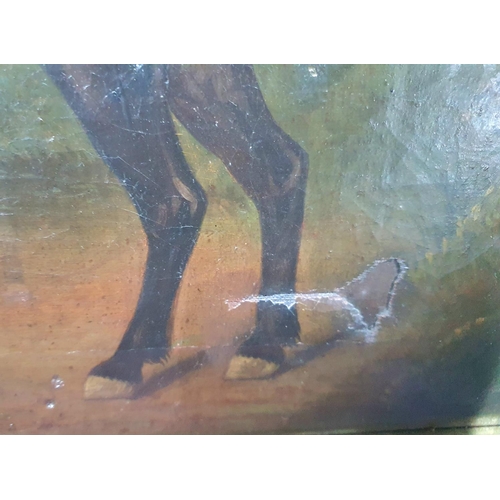 116 - J SMITH 1826 naïve school oil on canvas, laid down onto board, Horse in English landscape, signed an... 