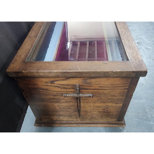119 - Oak sword display case, glazed with inner lining

L-142,  W-35, H-31cm