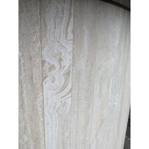 119A - Travertine Stone Angular dining table, possibly AU (Anna Unwin), fine quality stone and craftsmanshi... 