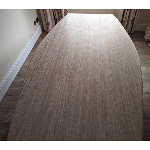 119A - Travertine Stone Angular dining table, possibly AU (Anna Unwin), fine quality stone and craftsmanshi... 
