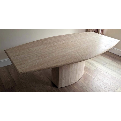 119A - Travertine Stone Angular dining table, possibly AU (Anna Unwin), fine quality stone and craftsmanshi... 