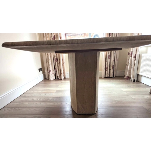 119A - Travertine Stone Angular dining table, possibly AU (Anna Unwin), fine quality stone and craftsmanshi... 