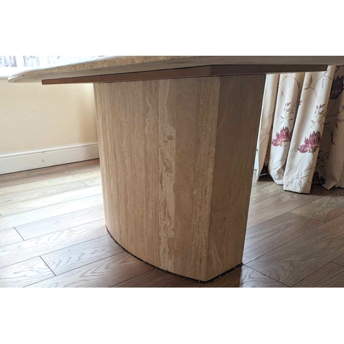 119A - Travertine Stone Angular dining table, possibly AU (Anna Unwin), fine quality stone and craftsmanshi... 