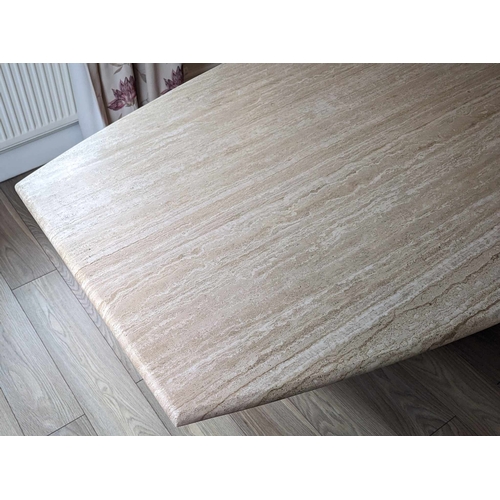 119A - Travertine Stone Angular dining table, possibly AU (Anna Unwin), fine quality stone and craftsmanshi... 