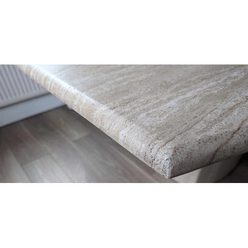 119A - Travertine Stone Angular dining table, possibly AU (Anna Unwin), fine quality stone and craftsmanshi... 