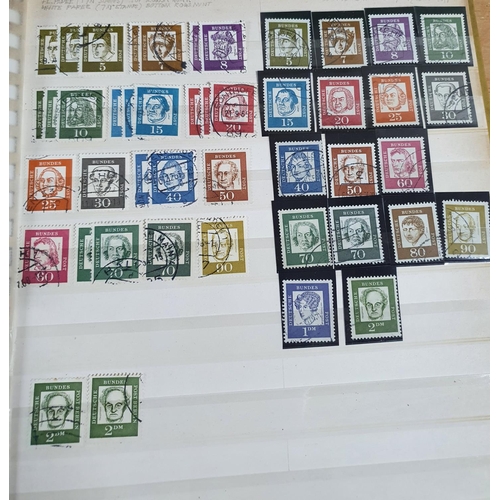 220 - Yellow stock book containing a large collection of West Germany complete used sets 1950s-1970s etc (... 