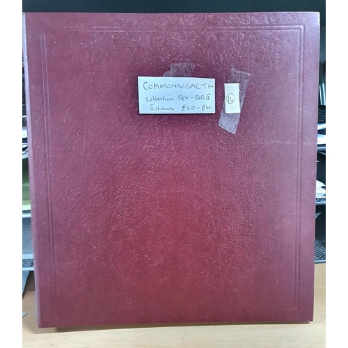 218 - Red stamp album containing Commonwealth, mainly used QV to QEII pre-decimal (Qty)