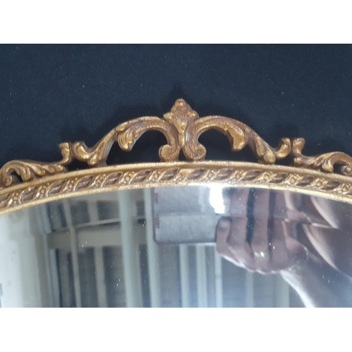 188 - Fine quality, ornately cast gilt metal, oval wall mirror