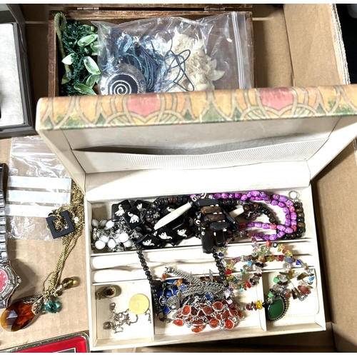 16 - Good collection of costume jewellery with watches and some silver rings