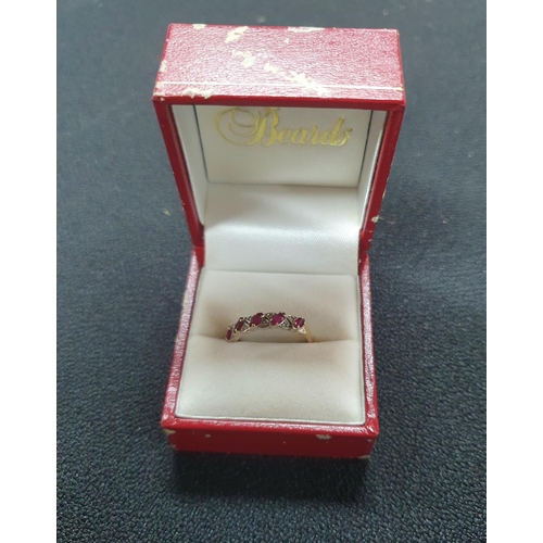 37 - Ladies 9ct yellow gold diamond and Ruby ring,

1.8 grams gross            size N