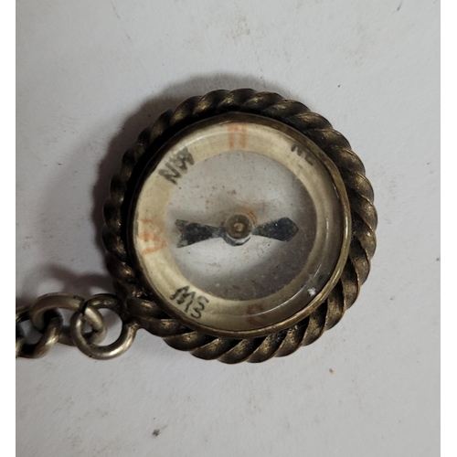 41 - Antique London silver pocket watch with original tiny antique compass attached to the original, whit... 