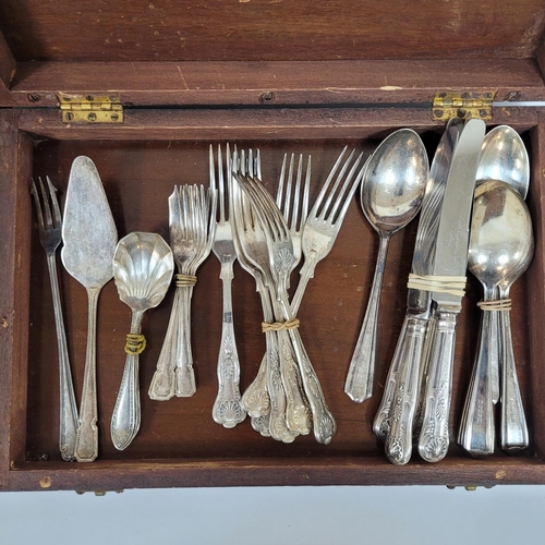 57 - Two cased sets of silver plated cutlery, 5 of the knives may have silver handles but the marks have ... 