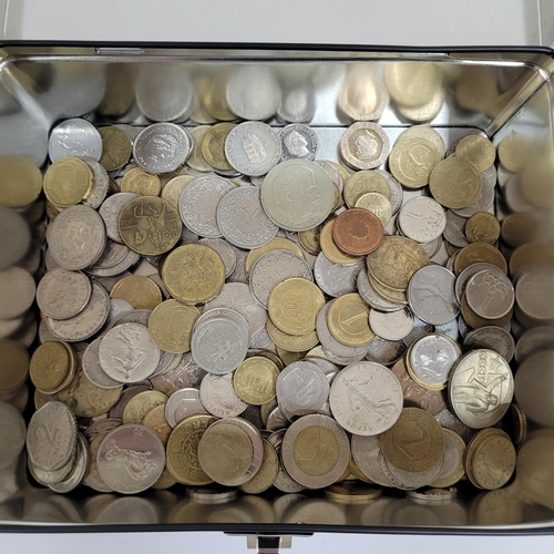 59 - Tin of 20thC British and world coins