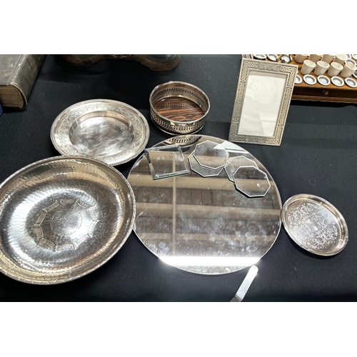 103 - Collection of metalware inclduing borrowdale dish plus 1 picture frame and mirror items