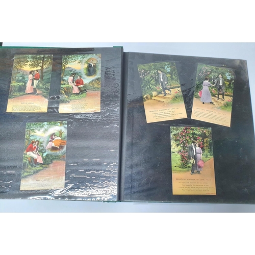 171 - Green album full of WW1 Sweetheart Bamforth Postcards 