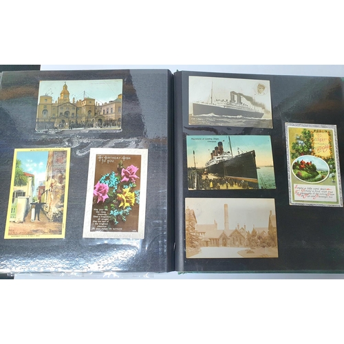 171 - Green album full of WW1 Sweetheart Bamforth Postcards 