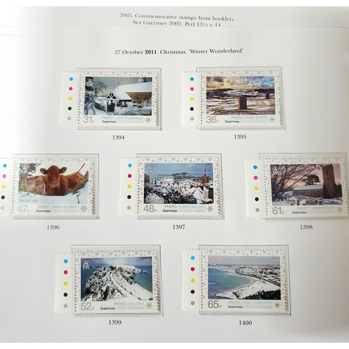 193 - Red Stanley Gibbons Guernsey stamp album containing 2005 -2011 MU sets and mini sheets (qty)