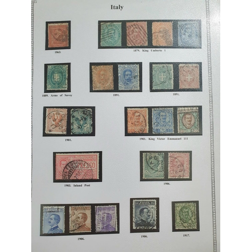 205 - Blue stamp album of world stamps A to H including many 19thC used including Italy, Netherlands & the... 