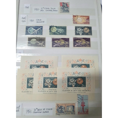 209 - Two stamp albums (Brown & blue) containing hundreds of Czech stamps, mint and used sets and mini-she... 