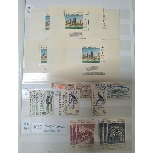 209 - Two stamp albums (Brown & blue) containing hundreds of Czech stamps, mint and used sets and mini-she... 