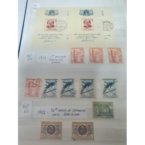 209 - Two stamp albums (Brown & blue) containing hundreds of Czech stamps, mint and used sets and mini-she... 