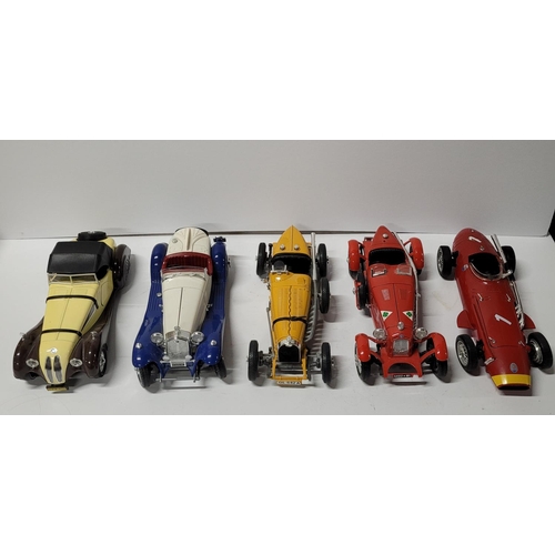 227 - Five different over-sized diecast model cars by Burago (5)