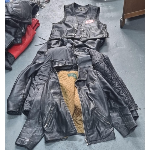 233 - Collection of leather biker jackets etc. (Qty)