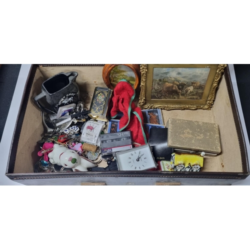 244 - Collection of miscellaneous items in a vintage suitcase (Qty)