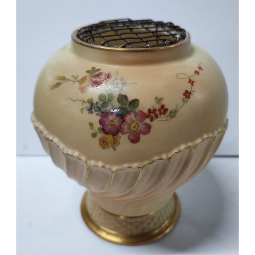 430 - Royal Worcester, 1720, hand-painted, blush ivory flower pot