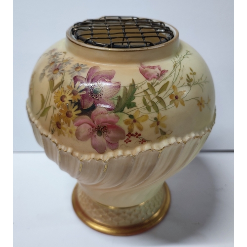 430 - Royal Worcester, 1720, hand-painted, blush ivory flower pot