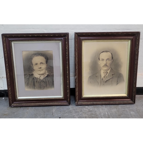 53 - Pair of large antique tinted photographic portraits in original matching frames (2)