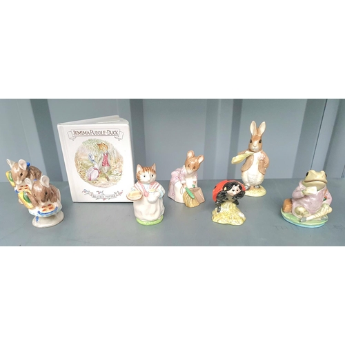 408 - Six Beatrix figurines, mainly Royal Albert together with a Jemima Puddle Duck money box (7)