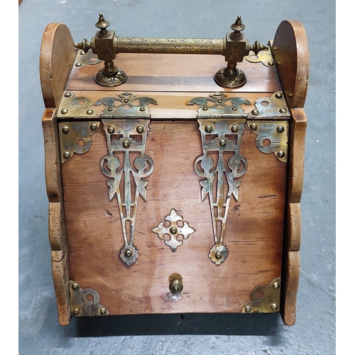 166A - An Edwardian coal scuttle with ornate brass handle and escutcheons