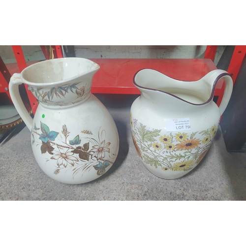 798 - Two of antique, early 20thc water jugs (2)