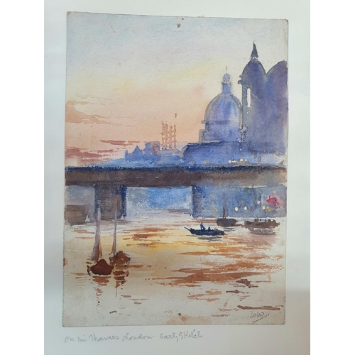 186 - Victorian watercolour sketchbook from the 1880s to early 20thC, approx 60 watercolours, mainly north... 